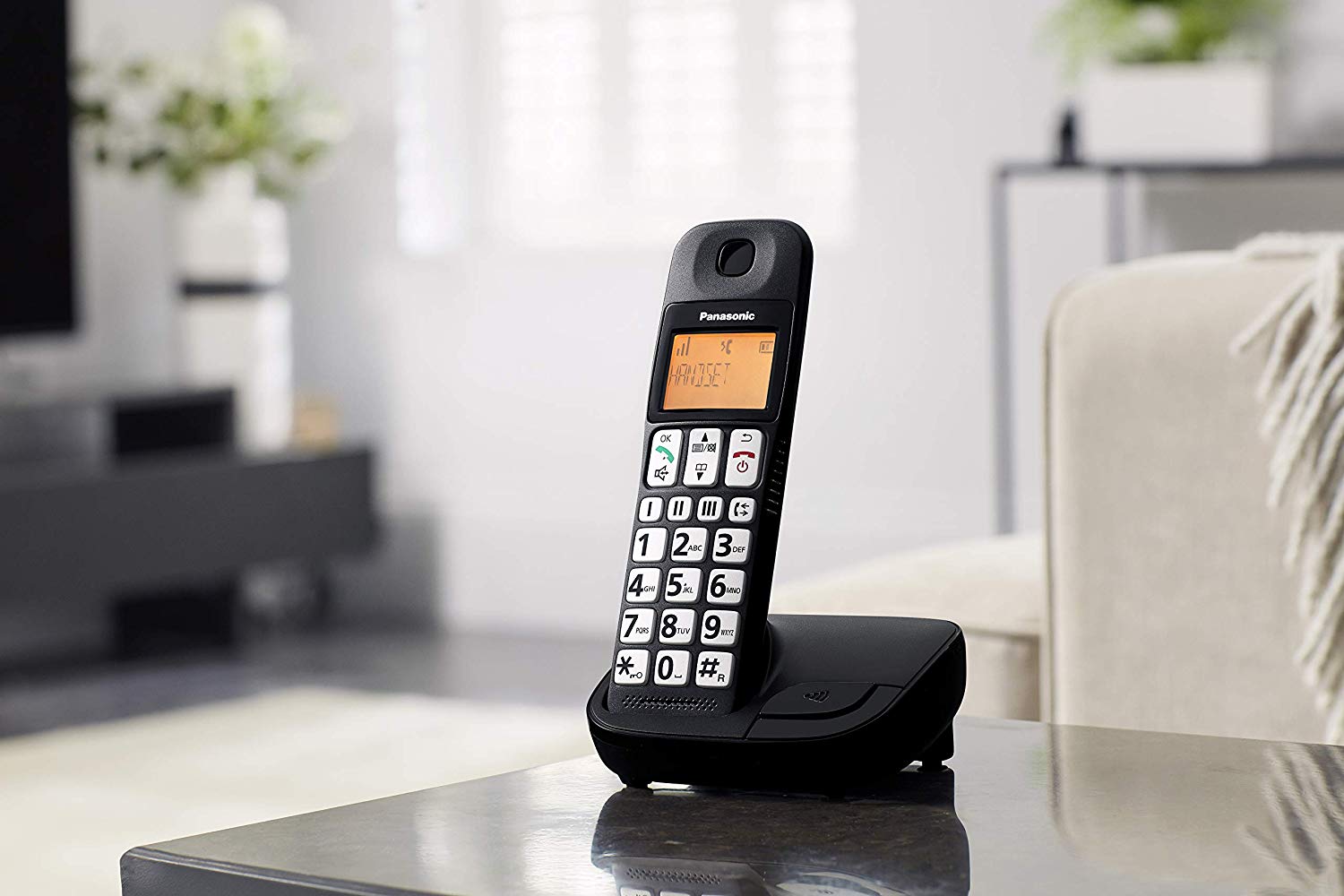 Panasonic KX-TGE112E Big Button Twin DECT Cordless Telephone with Nuisance Call Blocker & LCD Display (Twin Handset Pack) - Black - Image 3
