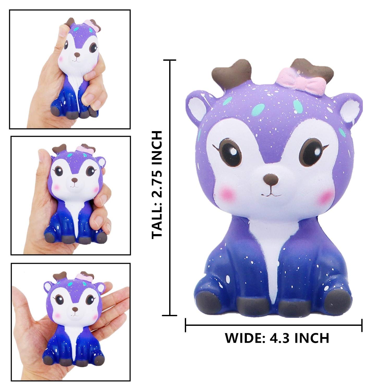 Yetech Jumbo Squishies Slow Rising Squishy Toys Galaxy Starry Packs Scented Squishy Squeeze Toy Stress Reliever Gift (Tooth + Panda + Unicorn + Deer) - Image 2