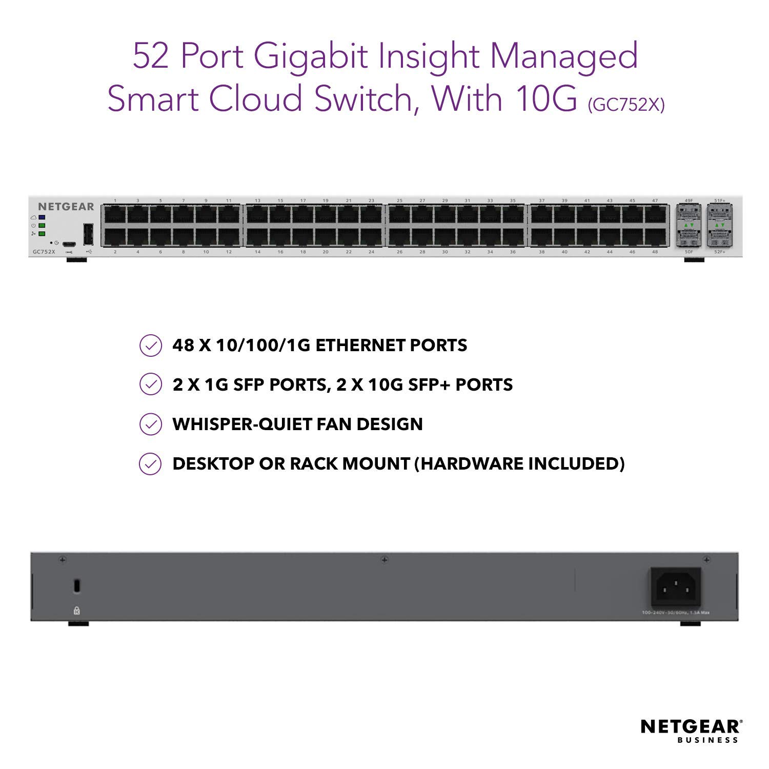 NETGEAR 52-Port Gigabit Ethernet Insight Managed Smart Cloud Switch ...