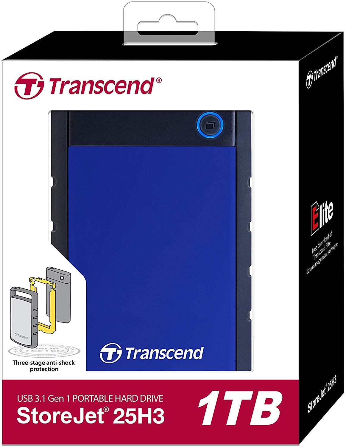 Transcend StoreJet 25H3 1TB Rugged Portable Hard Drive, Shock Resistant USB 3.1 Gen 1, Navy Blue -TS1TSJ25H3B - Image 4