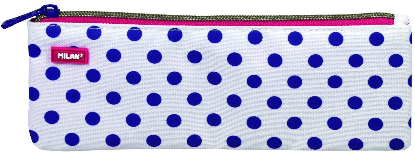 Milan Dots 3 Pencil Cases, 23 cm, Blue/White, Blue / White