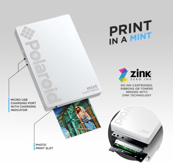 Polaroid Mint Pocket Printer W/ Zink Zero Ink Technology & Built-In Bluetooth for Android & iOS Devices - White - Image 4