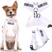 BLIND DOG (Dog Has Limited/No Sight) White Colour Coded Non-Pull Front and Back D Ring Padded and Waterproof Vest Dog Harness PREVENTS Accidents By Warning Others Of Your Dog In Advance (S)