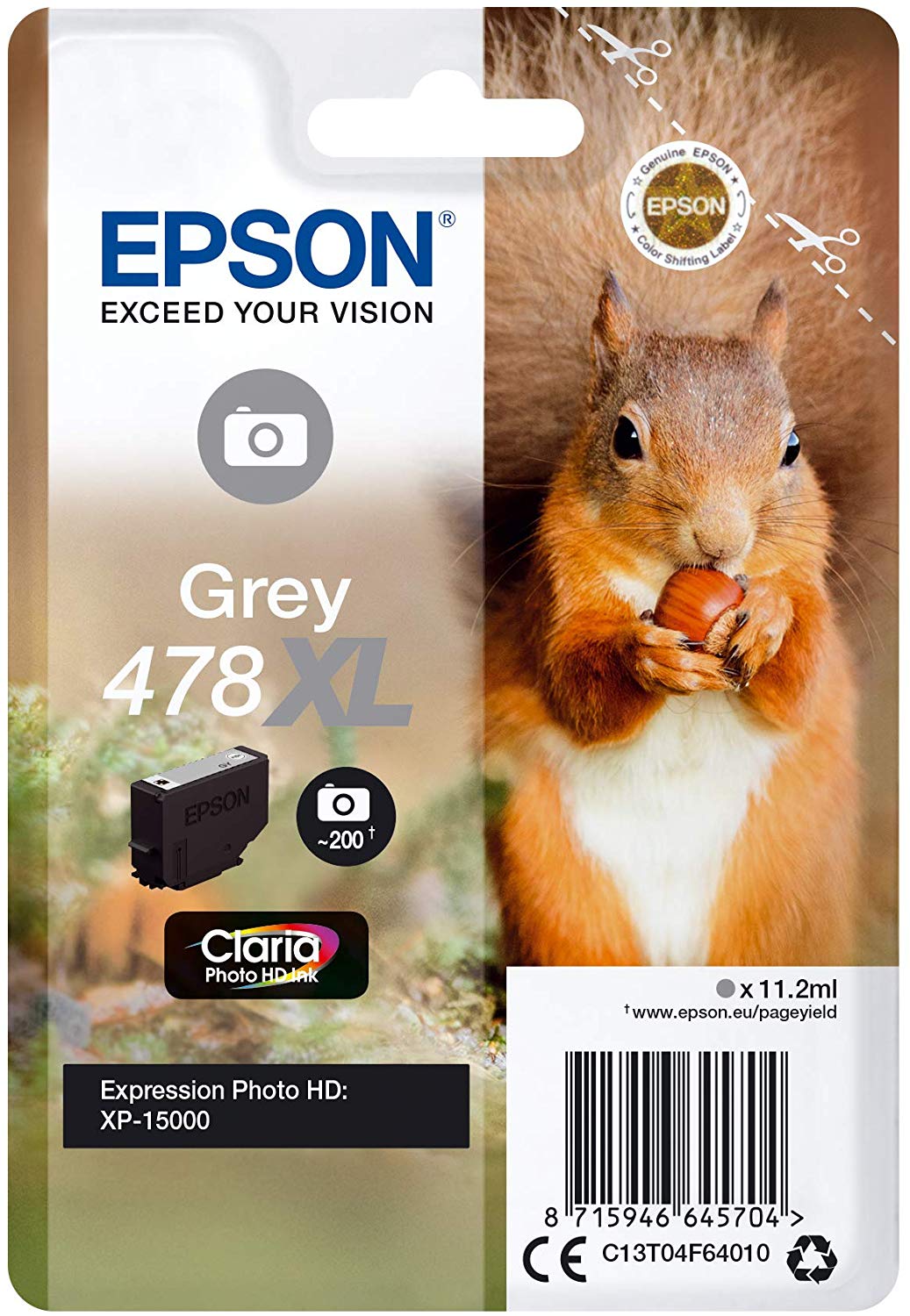 Epson 478XL Grey Photo HD Inkjet Cartridge C13T04F64010