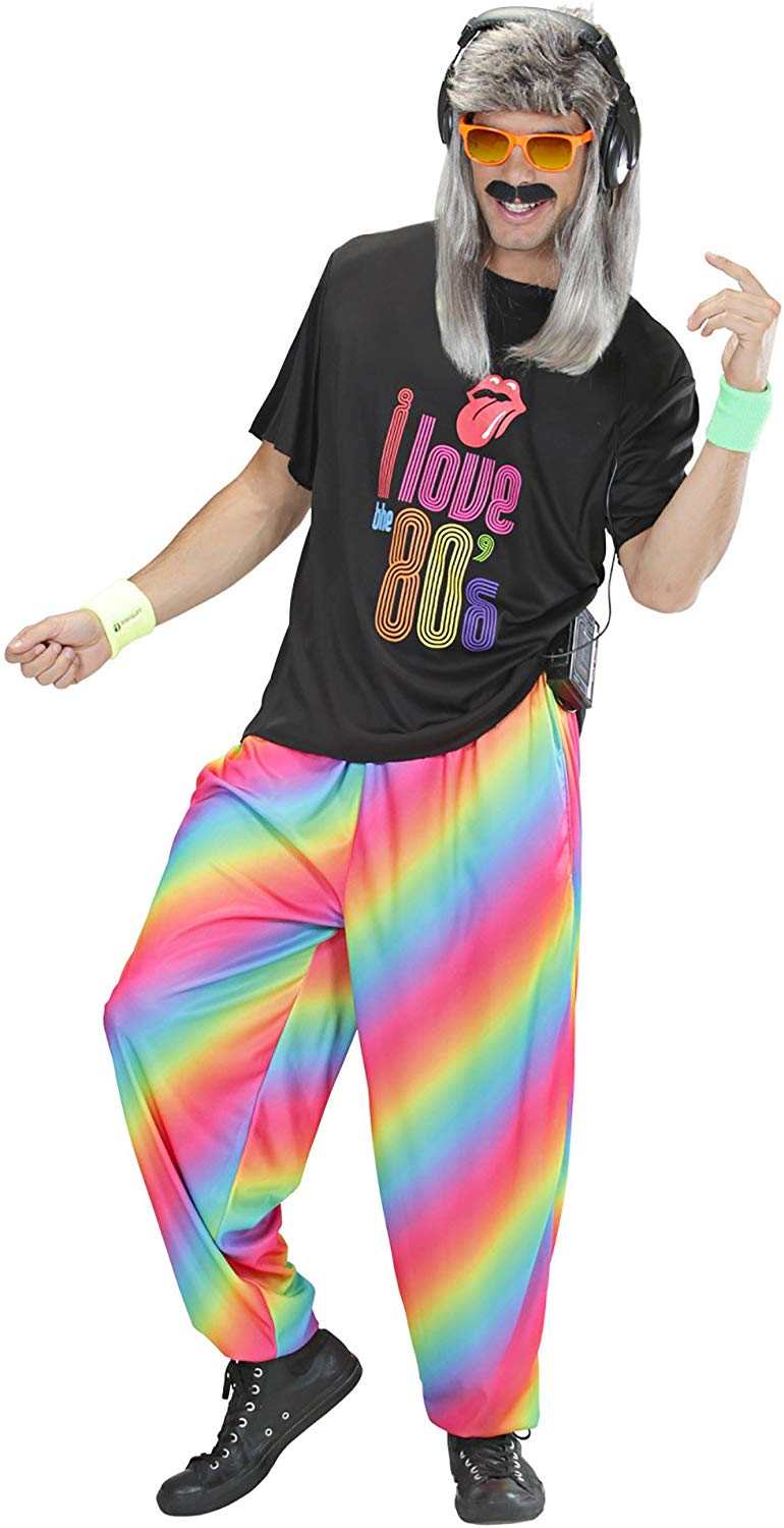 Widmann Extra Large 1980's Adult's Rainbow Baggy Pants, Multicolor, XL - Image 4