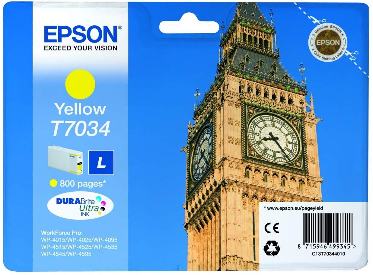 Epson T7034 Big Ben Yellow Genuine, Ink Cartridge DuraBrite Ultra, Large - Image 2