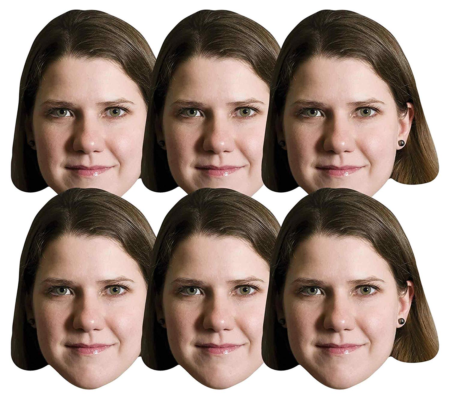 STAR CUTOUTS Jo Swinson Politician 6 Pack Includes Tabs and Elastic Perfect FunCardboard Face Mask. Talking Point