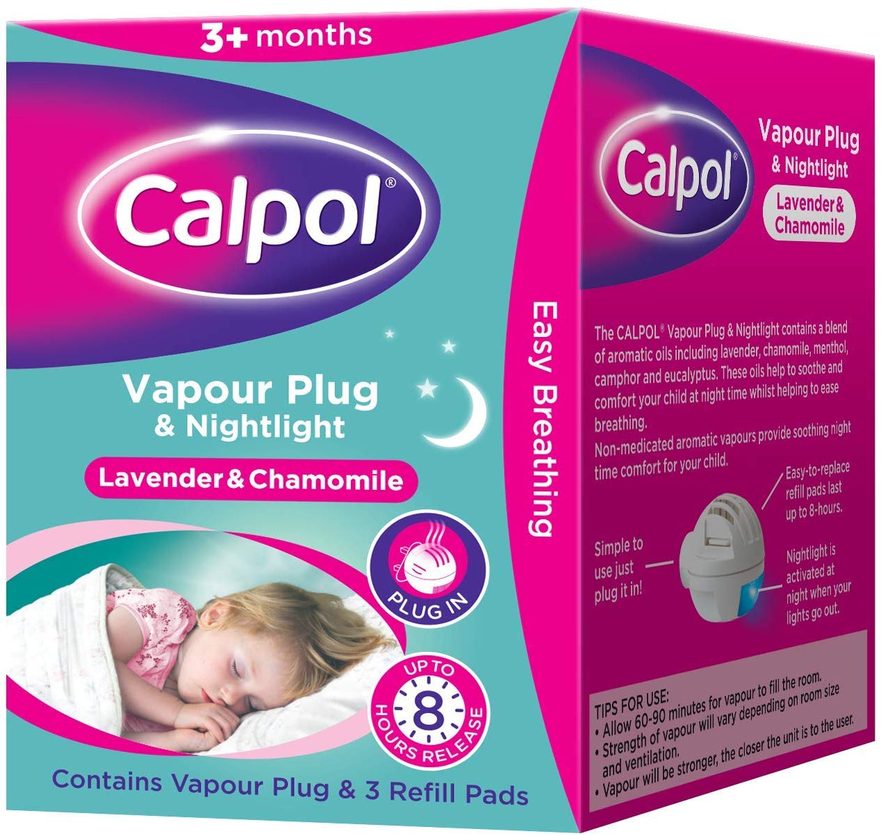 Calpol Vapour Plug Nightlight Lavender Chamomile 3+ Months, 3 Refills (Blue Light Version), New - Image 3