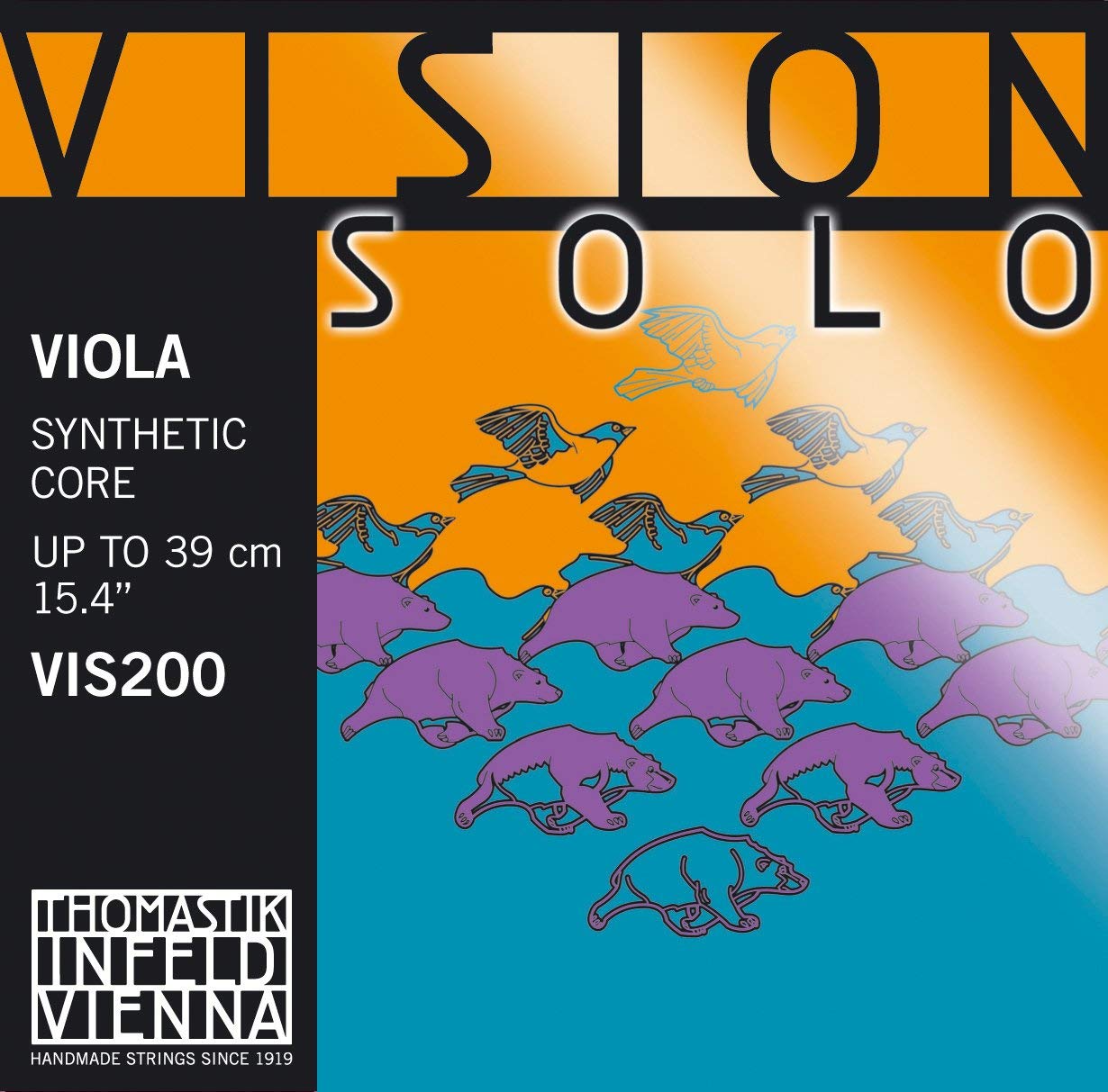 Thomastik single string for viola 4/4 Vision Solo - D string synthetic core, silver wound, medium, chrome