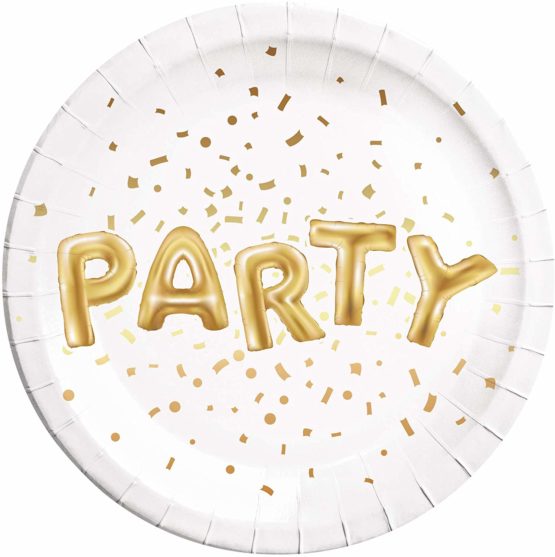 Procos PR89637 Plate METALLIZED 23 cm Gold Party, 5PR89637
