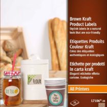 Avery L7106-20 Self-Adhesive Brown Kraft Round Labels, 12 Labels Per A4 Sheet