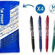 Pilot FriXion Clicker Pack of 4 Medium Tip Black Blue Red Green