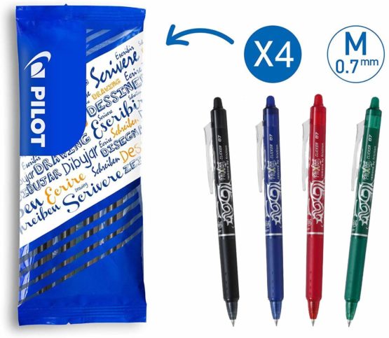 Pilot FriXion Clicker Pack of 4 Medium Tip Black Blue Red Green
