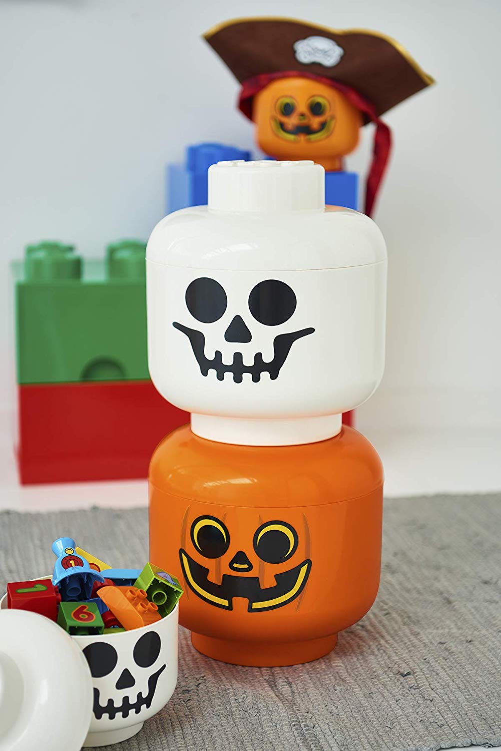LEGO STORAGE HEAD (LARGE), SKELETON, Polypropylene Storage Box with Lid for Kids' Toy Storage, Stackable Organizer - Image 3