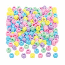 Baker Ross AW114 Pastel Beads Value Pack (Pack of 600) Perfect For Kids Jewellery, Keychain and Bag Dangler Making