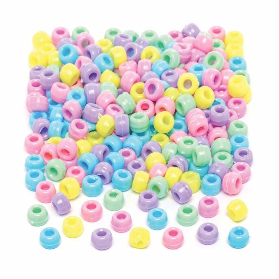Baker Ross AW114 Pastel Beads Value Pack (Pack of 600) Perfect For Kids Jewellery, Keychain and Bag Dangler Making