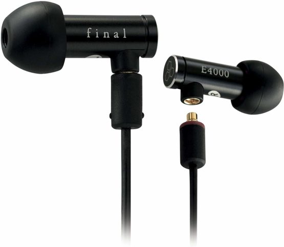 final E4000 In Ear Isolating Earphones, 6.4mm Dynamic Driver, High-Resolution, Aluminium Housing, Detachable OFC MMCX Cable, Swing-Fit Eartips - Black Aluminium