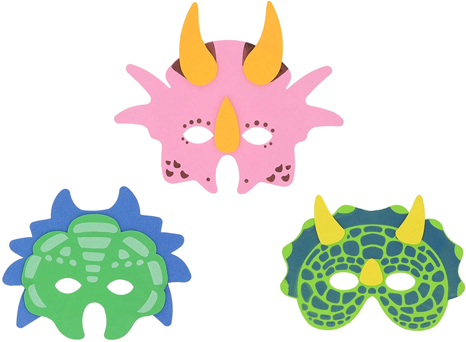 Henbrandt Dinosaur Foam Masks (6pcs), Multicolor, Up To 10 Inches Width (25.5cm) - Image 2