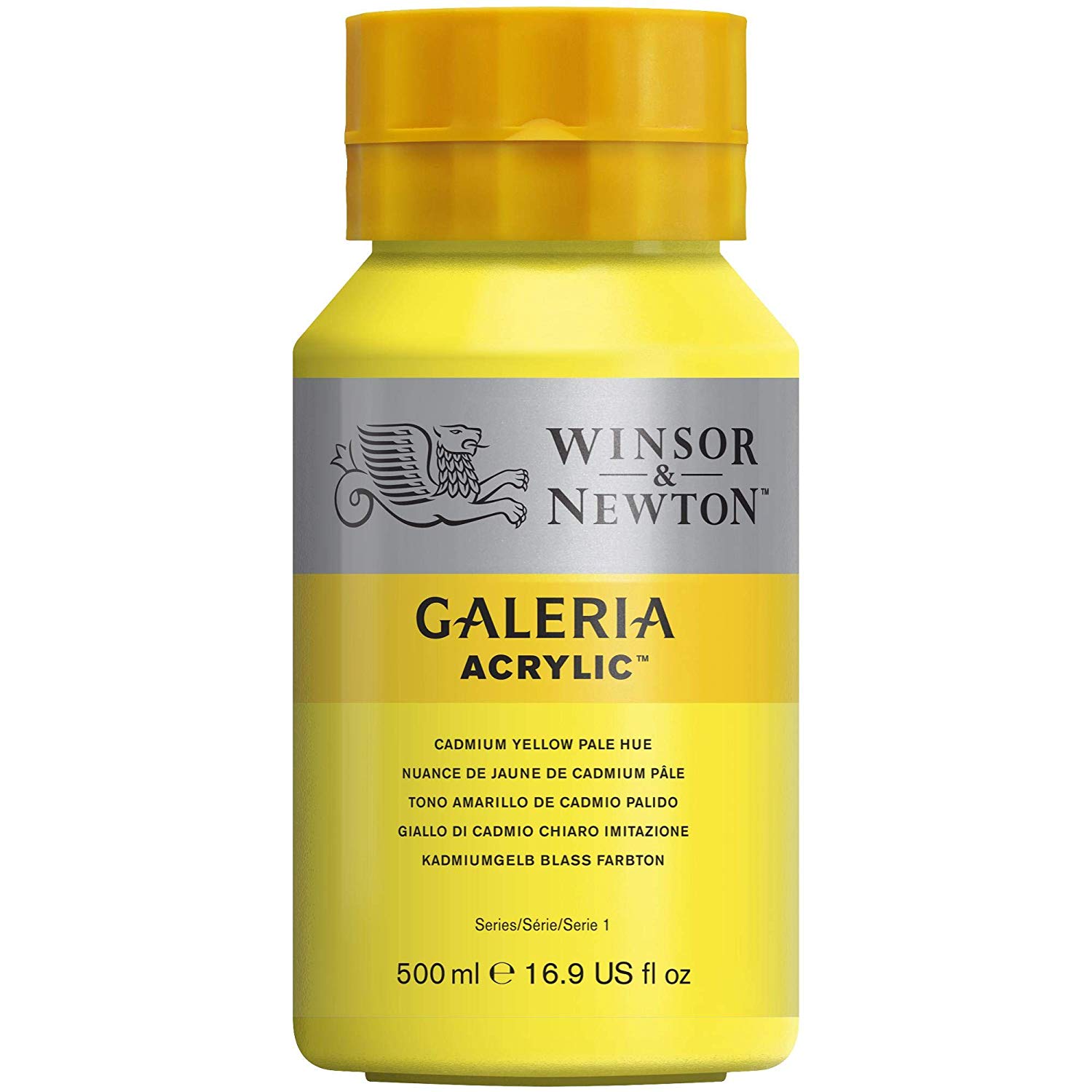 Winsor & Newton, Galeria Acrylic, Cadmium Yellow Pale Hue, 500ml, 500 ml (Pack of 1)