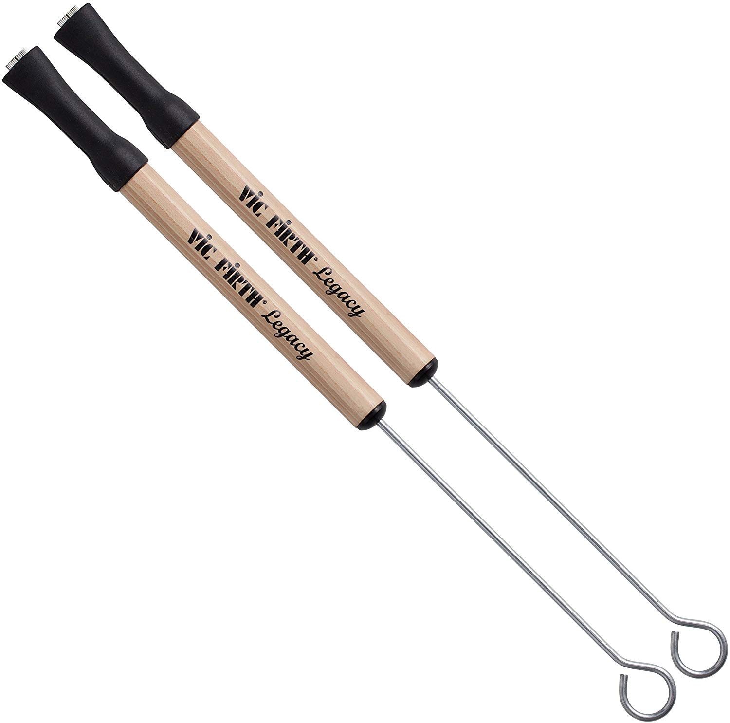 Vic FIrth - Legacy Drum Brushes - Retractable - Medium Gauge Wire - Wood Handle, Brown, Wire Brush - Image 4