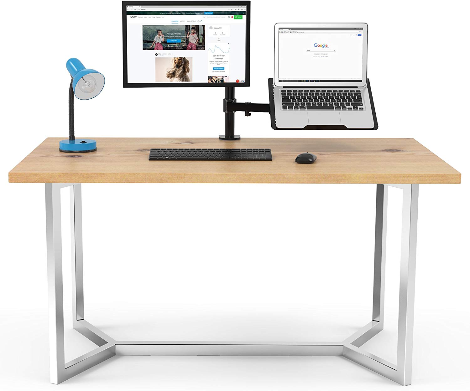 BONTEC Monitor Arm Mount with Laptop Tray for 13 to 27 inch LCD LED Screen & up to 17 inch Notebook,Tilt Rotation Swivel Ergonomic Desk Stand Bracket with Clamp - Image 3