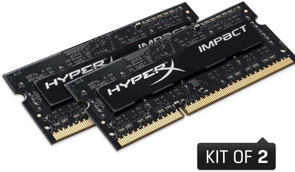 HyperX Impact HX316LS9IBK2/8 Memory 1600 MHz DDR3L CL9 SODIMM 1.35V, 8 GB Kit (2x4 GB), Black