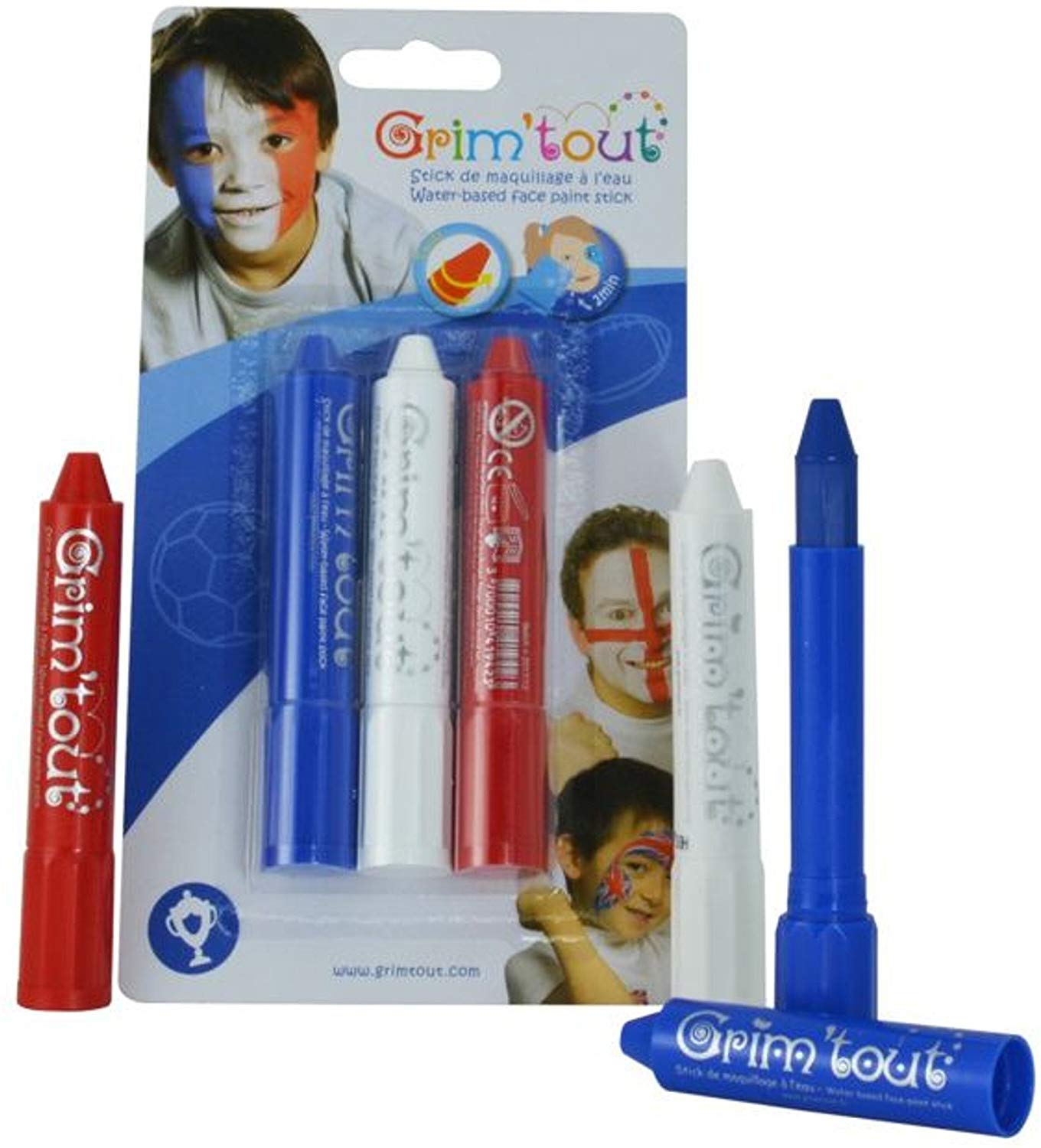 Grim'tout- Pack of 3 Sports Grimsticks GT41825, Blue, White, Red - Image 2