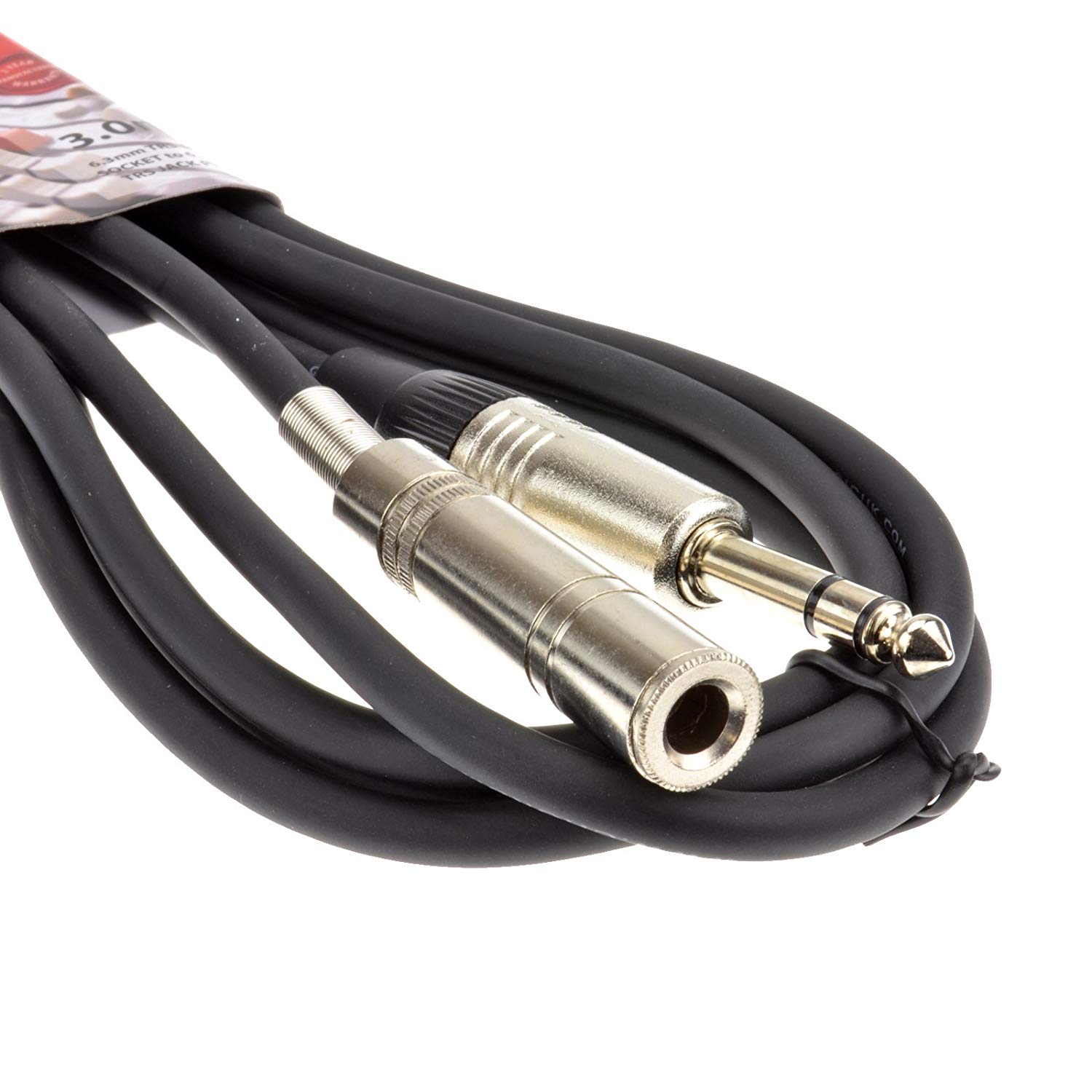 Citronic 6.3mm Jack Cable Male to Female TRS Plug to Socket Audio Cable for Musical Instruments Studio Equipment & Sound Systems 3 Metre Black - Image 2