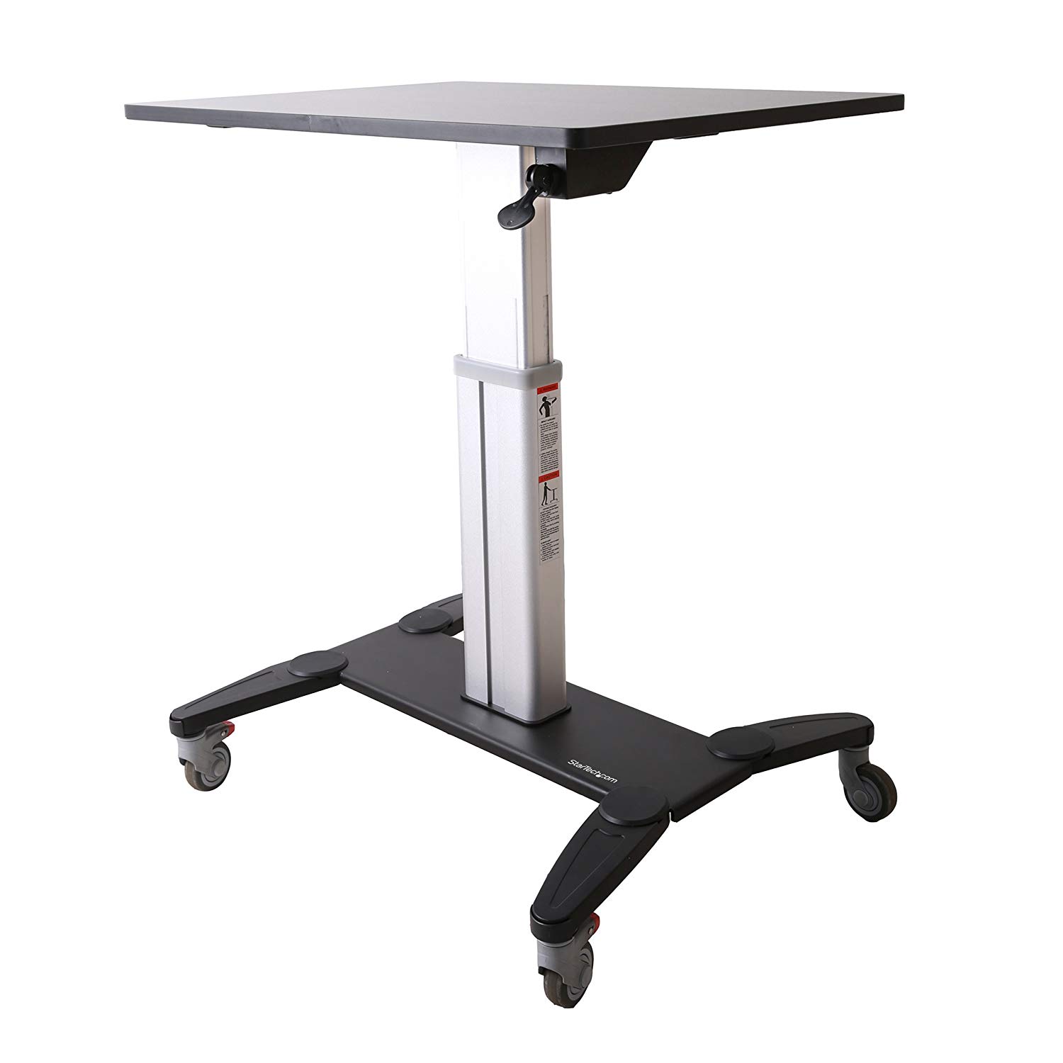 StarTech.com Mobile Standing Desk, Portable Sit Stand Ergonomic Height Adjustable Cart on Wheels