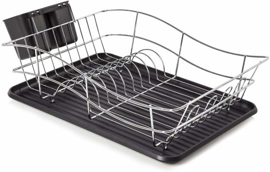 Tower T81400, Dish Rack With Tray-Black, Stainless_Steel, 32 x 43.5 x 15 cm