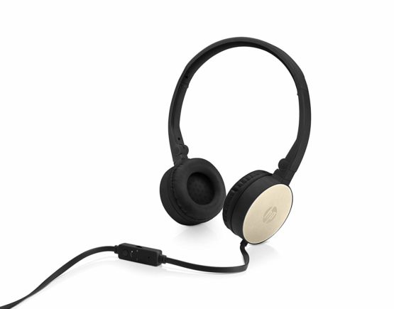 HP 2800 Silk Gold Headset with In Line Mic for Handsfree, 3.5mm, Foldable, Cable Control Volume, Computer PC Smartphone Tablet - Image 2