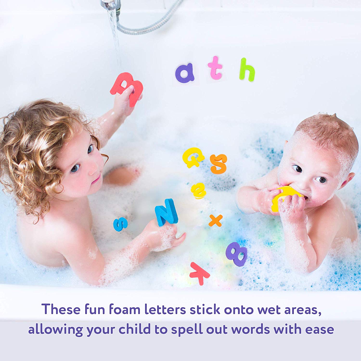 THE TWIDDLERS 100 Bath Toys Letters and Numbers, with Mesh Bag - Image 2