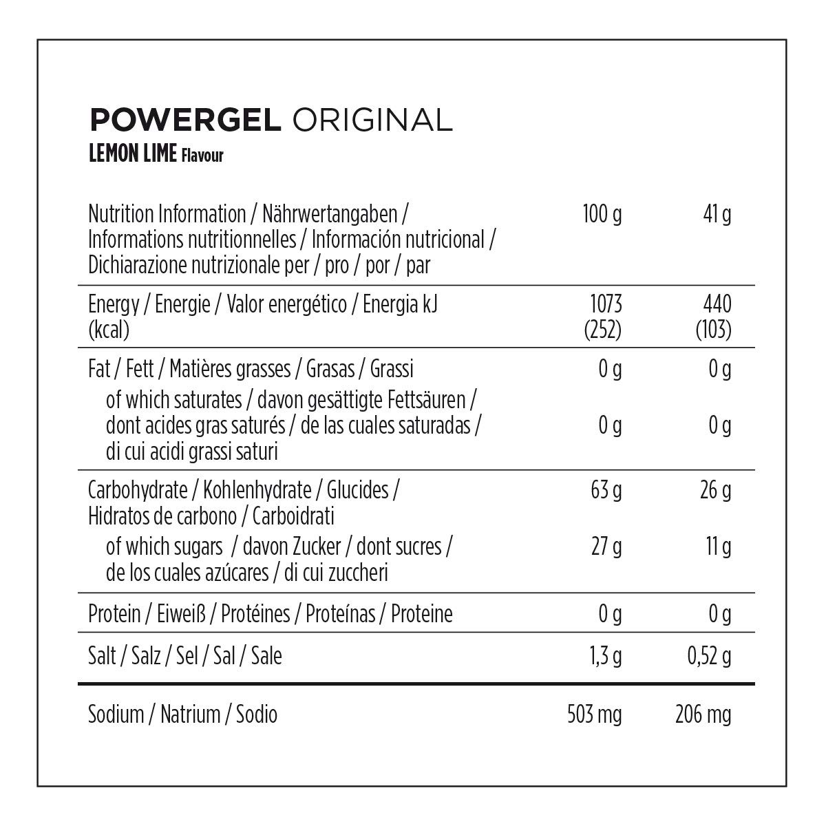 Powerbar - PowerGel Original - Lemon Lime - 24x41g - High Carb Energy Gel - Sodium - caffeine-free, Grey/Jaune, 980 g (Pack of 1) - Image 4