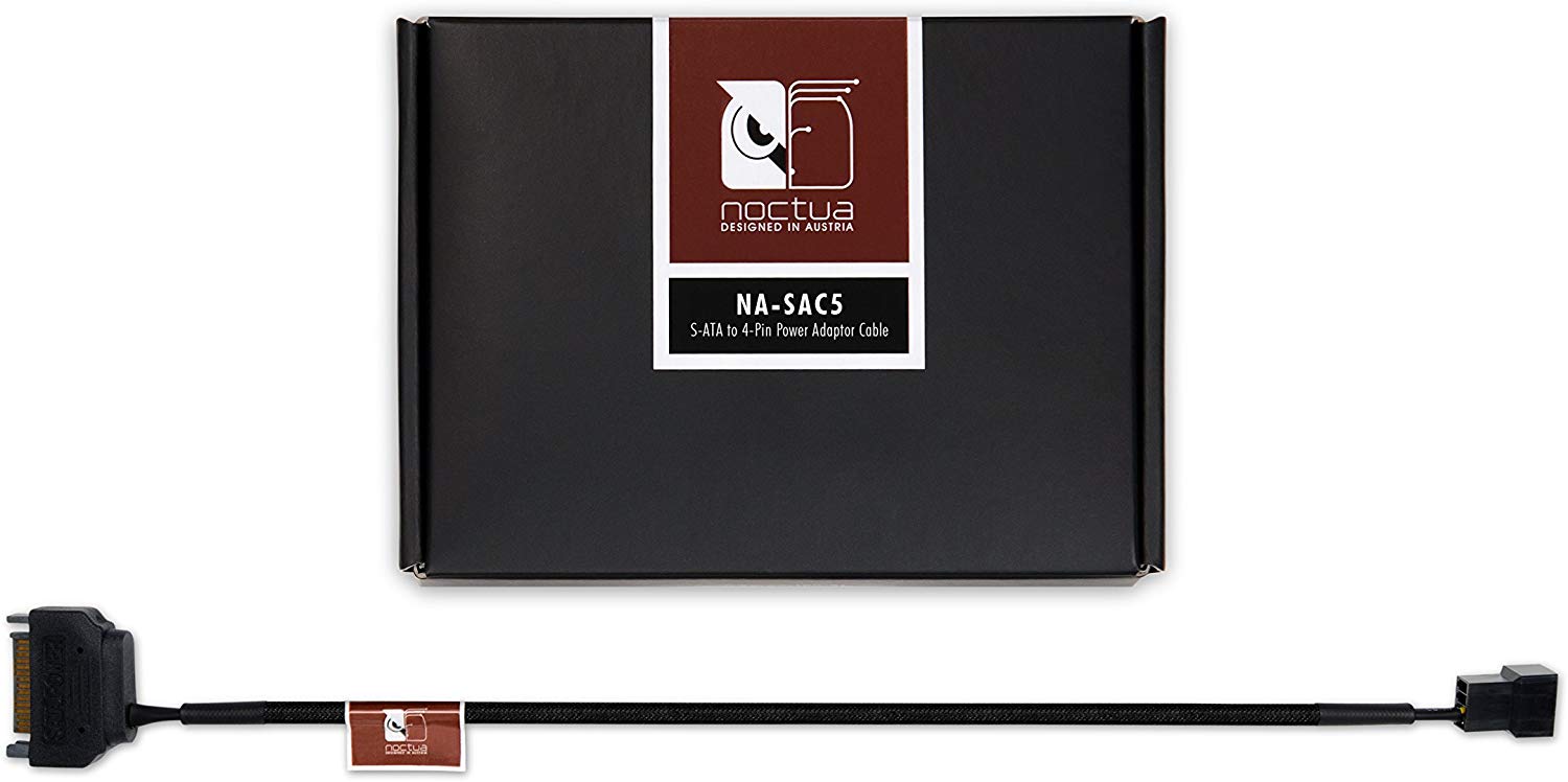 Noctua NA-SAC5, S-ATA to 4-Pin Fan Power Adaptor Cable (Black), 4 Pin PWM