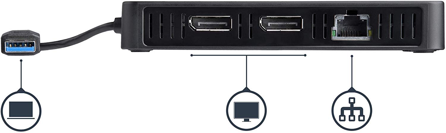 StarTech USB 3.0 Mini Dock, Dual DisplayPort 4K 60Hz Monitor Docking Station with Gigabit Ethernet Port - Image 4