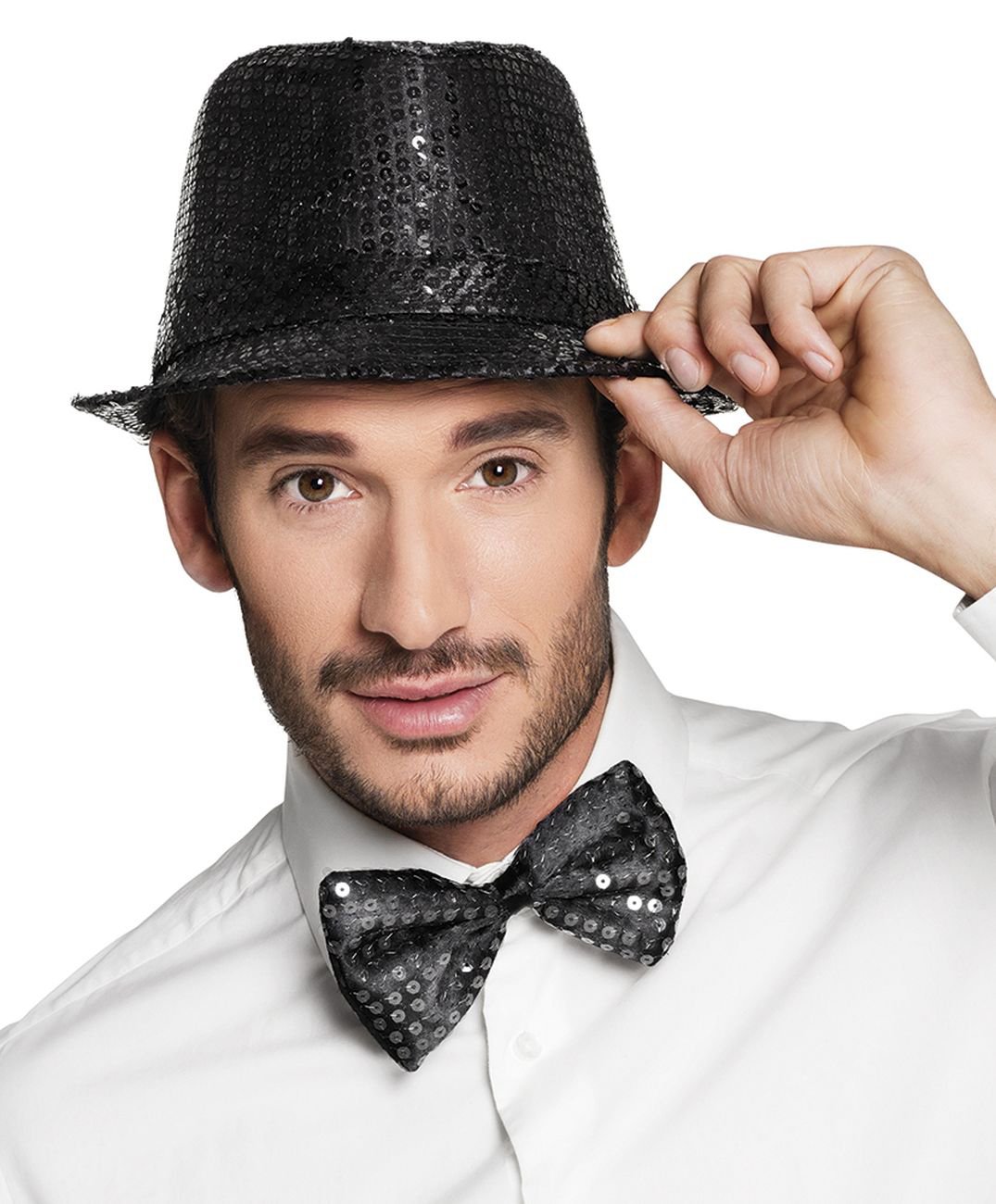 Boland Sequin Black Bow Tie - Sparkly Bow Tie for Men - Sequin Tie Fancy Dress Accessory for Disco Carnival, and Party Outfits - Image 3