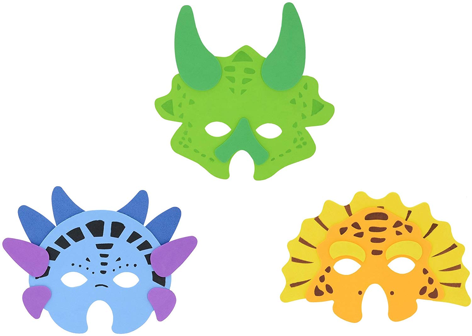 Henbrandt Dinosaur Foam Masks (6pcs), Multicolor, Up To 10 Inches Width (25.5cm) - Image 3