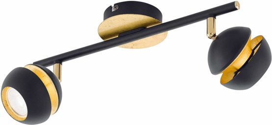 EGLO Nocito LED Ceiling Light 2-Bulb Metal Living Room Lamp in Black / Gold / Hallway / Spotlights Including GU10 Bulbs Warm White
