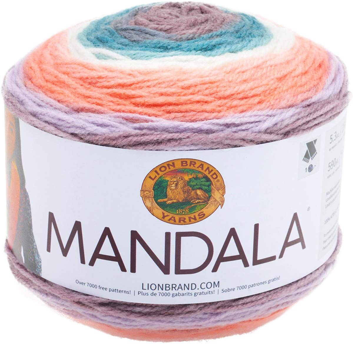 Lion Brand Yarn, Mandala DK Lightweight Yarn for Knitting Crochet, and Crafts, Pegasus, 1 Pack