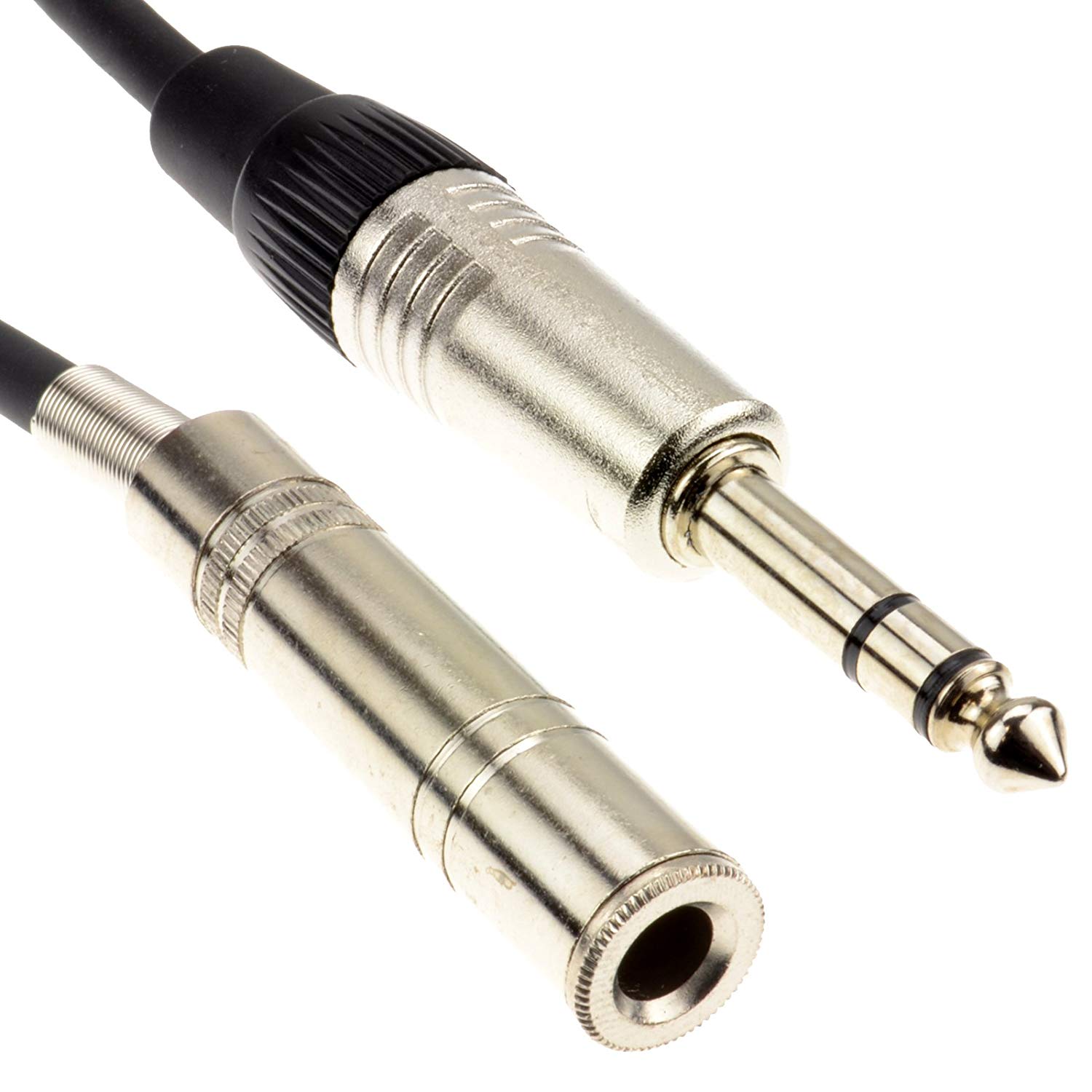 Citronic 6.3mm Jack Cable Male to Female TRS Plug to Socket Audio Cable for Musical Instruments Studio Equipment & Sound Systems 3 Metre Black