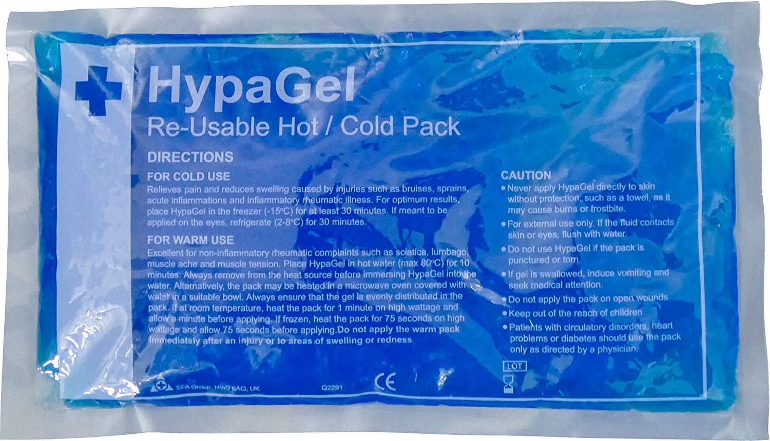 Safety First Aid Group HypaGel Reusable Hot/Cold Gel Pack for Sports First Aid Muscle and Pain Relief, Single, 27cm x 15cm