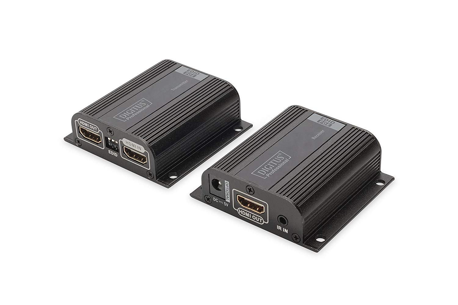 DIGITUS HDMI Extender Set, 50 m over network cable (CAT 6/6a/7), EDID, 1x HDMI loop out, FHD, 1080p, black, 50 meters