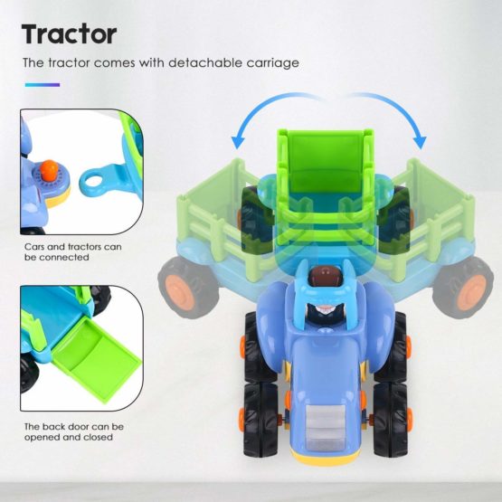 Moontoy Toddler Early Education Construction Vehicles Toys Push and Go Friction Powered Plastic Car Toys Sets for Boys and Girls Gifts for Kids 1 2 3 - Image 3