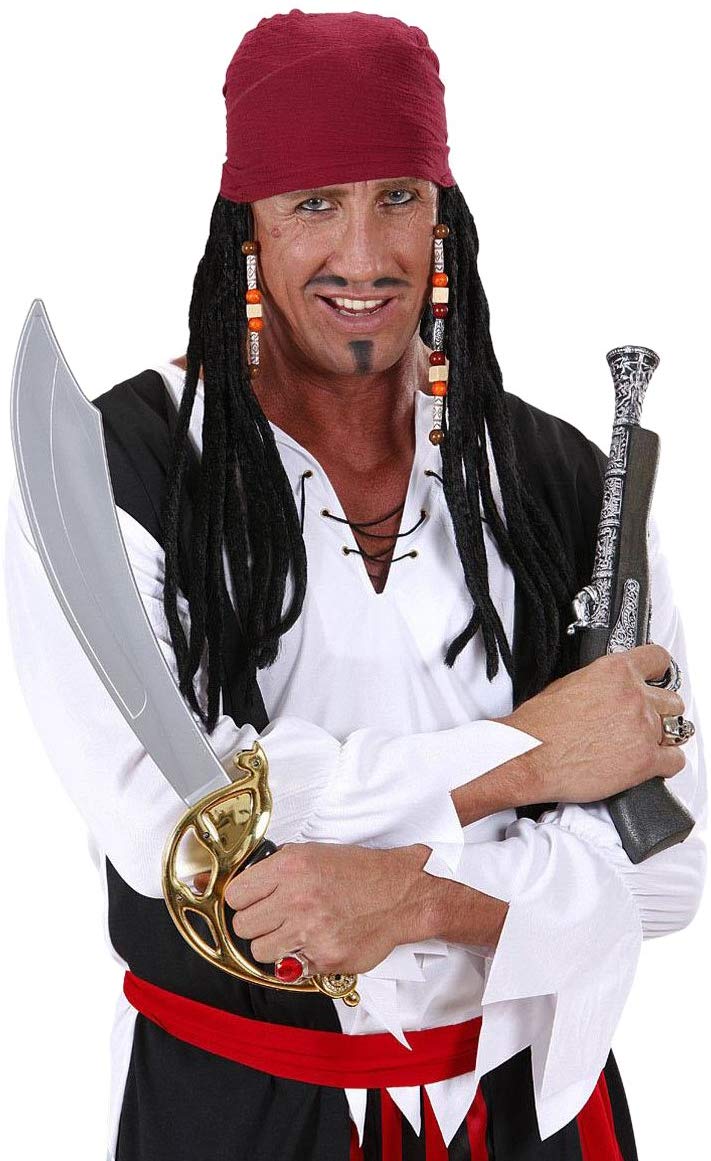 Caribbean Pirate Bandanas withDreads Pirate Hats Caps & Headwear for Fancy Dress Costumes Accessory, Black