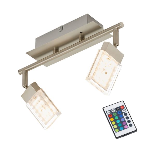 Briloner Leuchten LED ceiling light, rotatable & colour-changing, dimmable ceiling lamp, matt-nickel, 2 x 320 lumen, IP20, 2 x 3,6 W, 30.5 x 7 x 10 cm