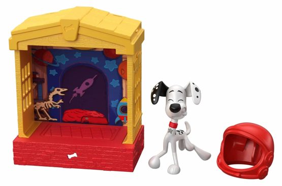 101 Dalmatian Street GBM27 Disney, Stackable Dog House (5-in) with Dylan Character Figure (3-in) and Space Helmet Accessory, Multicoloured