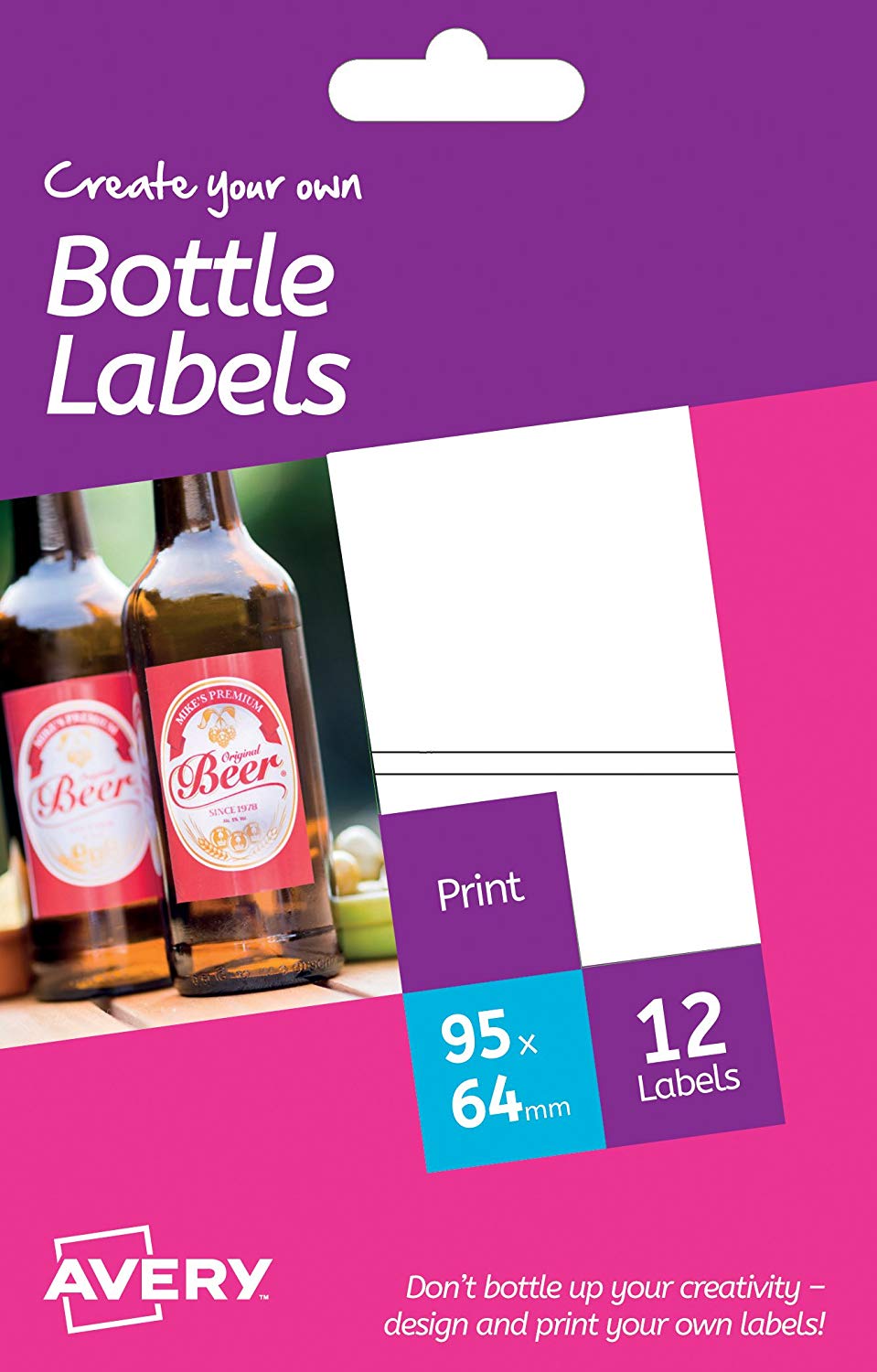 Avery Customisable Glossy Bottle Labels, Printable, for Wine Beer & Water Bottles, Smudge-Free and Water-Resistant, 95 x 64mm - Image 3