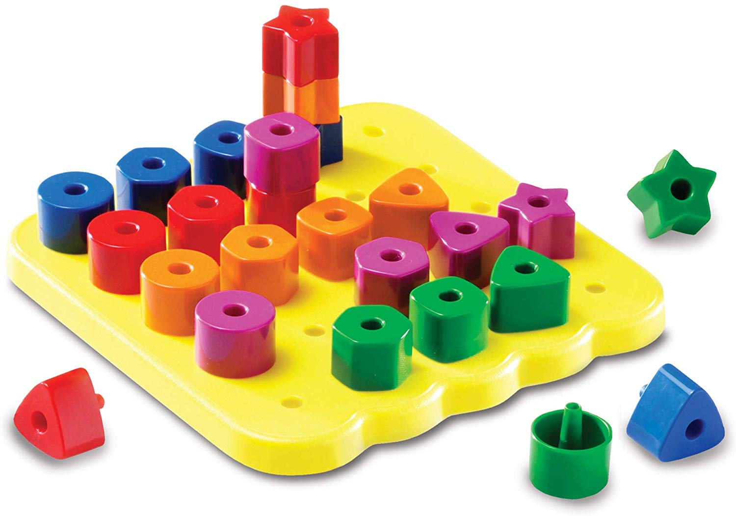Learning Resources Stacking Shapes Peg Board - 25 Piece - Ages 3-6, Multicolor, Large - Image 2
