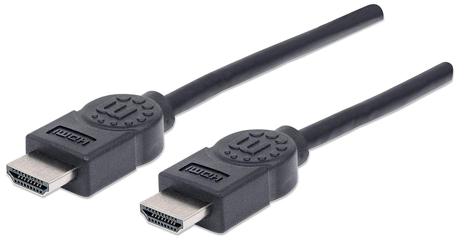 Manhattan HDMI Cable, 4K@30Hz (High Speed), 1.8m, Male to Male, Black, Ultra HD 4k x 2k, Fully Shielded, Gold Plated Contacts, Polybag