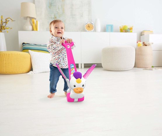 Fisher-Price GCV72 Push & Flutter Unicorn, Pink Push Toy for Baby, Multicoloured - Image 2